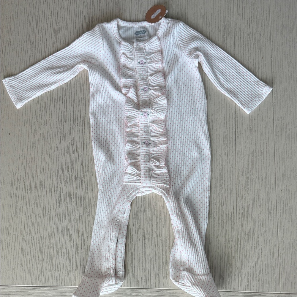 Mud Pie Baby Girls' Rosette Polka Dot Sleeper 6-9